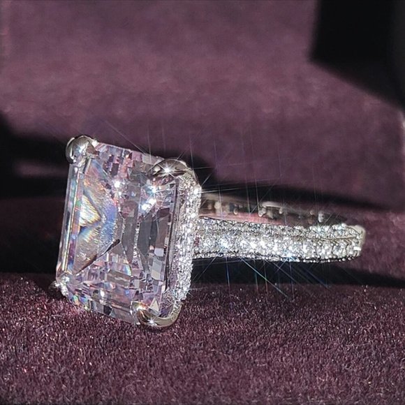 NEW ENGAGEMENT DIAMOND S925 STERLING SILVER RING, CUTE RING, SHINY RING. - Picture 3 of 7